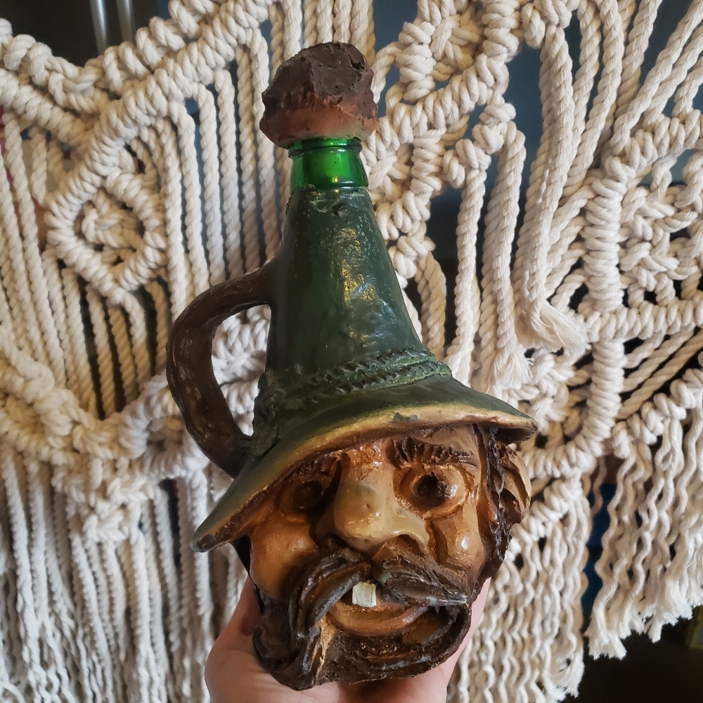 Rare Bavarian Bark carved Decanter